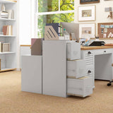 HOMCOM Three-Drawer Modern Steel Filing Cabinet - Cream