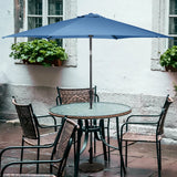 9ft Patio Market Table Umbrella with Push Button Tilt and Crank-Blue