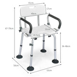 Non-Slip Shower Chair with U-Shaped Cutout for Elderly and Disabled-White