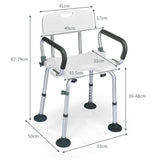 Non-Slip Shower Chair with U-Shaped Cutout for Elderly and Disabled-White