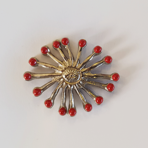 40mm Nickel/Red ‘Sunburst’ Decorative Upholstery Nail