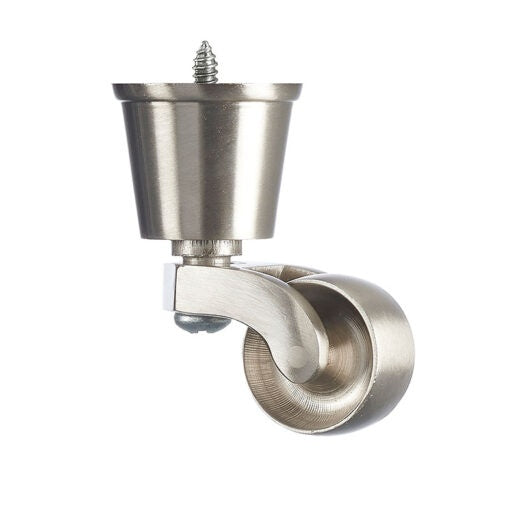 Stainless Steel Finish Brass Round Cup Castor with Separate Screw – 1 1/4 inch (32mm)