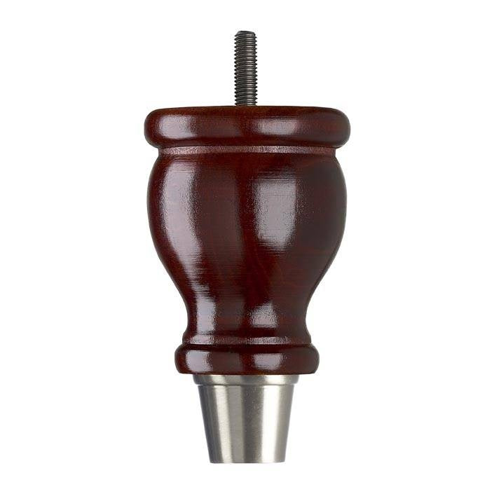 Mahogany Finish Wooden Sofa Leg – D-E0207M - Stainless Steel Finish Cup Cap