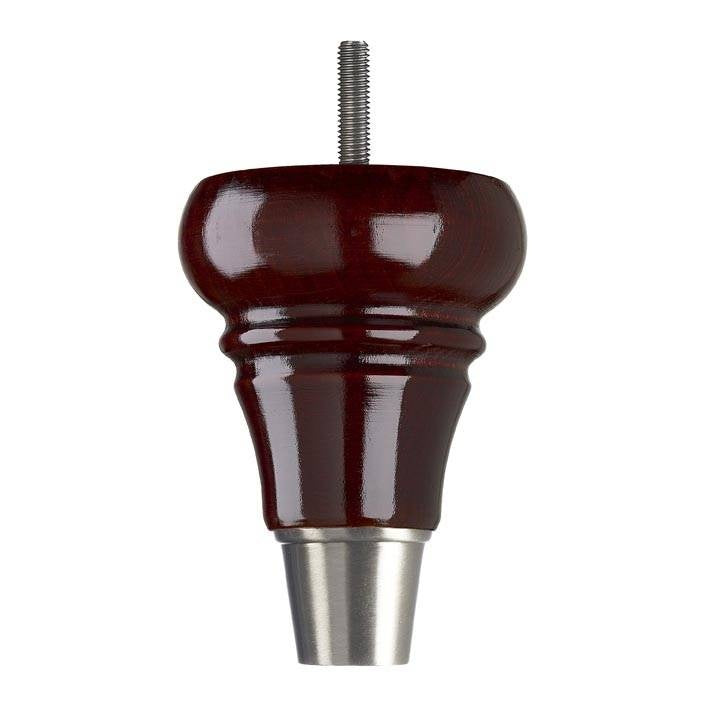 Mahogany Finish Wooden Sofa Leg – D-E5030M - Stainless Steel Finish Cup Cap