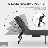 Outsunny Padded Sun Lounger, with Five-Position Reclining Back - Black