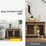 PawHut Dog Crate Furniture with Sliding Door for Medium Dogs, Brown