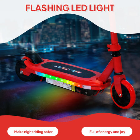 AIYAPLAY Electric Scooter for Kids 6-14 Years, with Colourful Lights, Red
