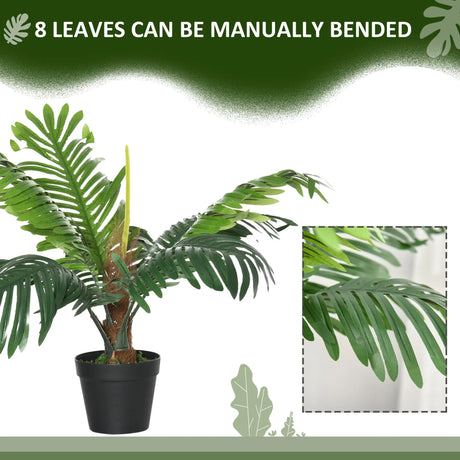Outsunny 2 Pack 60cm Artificial Palm Tree Decorative Plant with Nursery Pot, Fake Tropical Tree for Indoor Outdoor Dcor