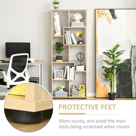 HOMCOM 8-Cube Bookcase, Tall Display Shelf, Standing Storage Rack for Study Room, Living Room, 70 x 24 x 178cm, Natural