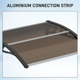 Outsunny Front Door Canopy Outdoor Awning Aluminium Rigid Plastic Polycarbonate Rain Shelter UV Water Rain Resistant 120 x 75cm Brown
