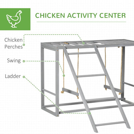 PawHut Walk In Chicken Run with Chicken Activity Shelf and Cover, 2.8 x 3.8 x 2m