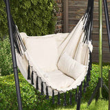 Outsunny Hammock Chair with Stand, Hammock Swing Chair with Cushion, Cream White