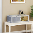 PawHut Wooden Tortoise House with Lamp Holder, Clear Windows, Openable Tops, Built-In Tray, Light Grey