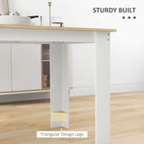 HOMCOM Dining Table for 4-6 People, Kitchen Table with Wood Effect for Dining Room, Oak and White
