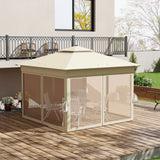 Outsunny 3 x 3 Sturdy Pop Up Gazebo with Solar-Powered LED Lights, Adjustable for Outdoor Events, Khaki