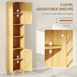 HOMCOM Multi-Storage Bamboo Door Bathroom Cabinet - Natural Finish
