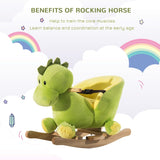 HOMCOM Kids Rocking Horse, Plush Ride-On Dinosaur Seat, with Seat Safety Belt, 32 Songs, Ride-On Horse