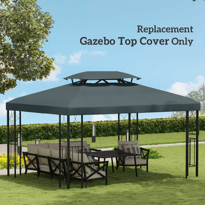 Outsunny Gazebo Roof Replacement, for 3 x 4m Frames - Grey