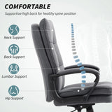 HOMCOM Double Padded Linen-Look Office Chair - Charcoal Grey