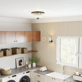 HOMCOM Crystal Chandelier Ceiling Light with 168 Octagonal Beads, Vintage 2-Light Flush Mount Ceiling Light for Living Room, Bedroom, Hallway, Dining Room, Black