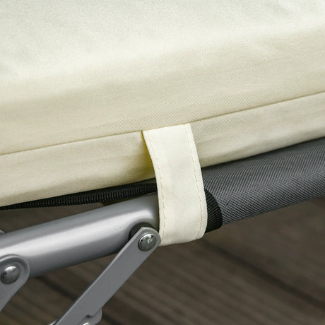 Outsunny Set of 2 Sun Lounger Cushions, Replacement Cushions for Rattan Furniture with Ties, 196 x 55 cm, Cushion ONLY, Cream White