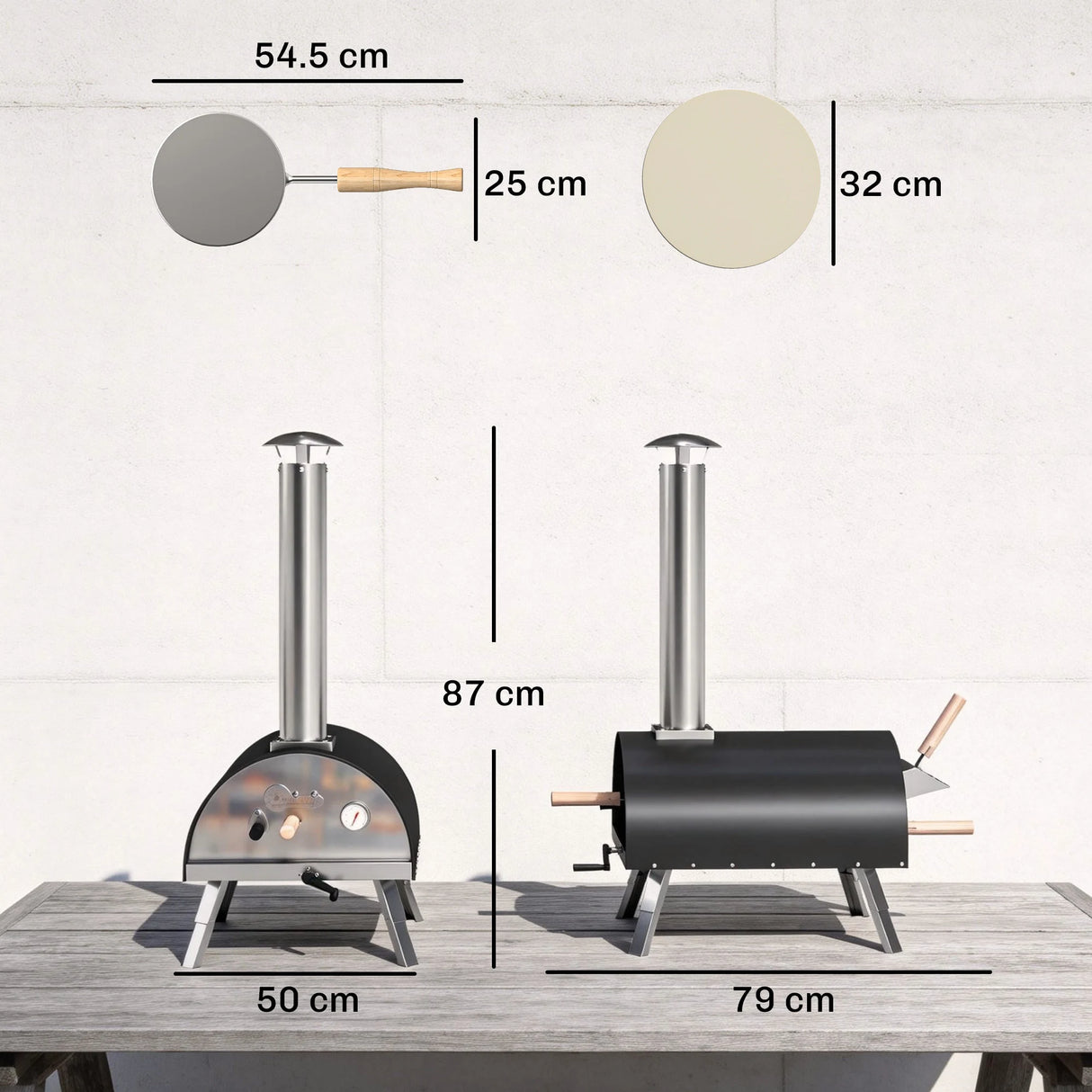 Outsunny Outdoor Pizza Oven Foldable Legs Pellet Wood Fired Pizza Maker w/ 12" Rotating Stone and Peel