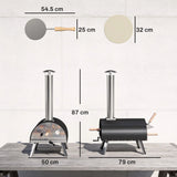 Outsunny Outdoor Pizza Oven Foldable Legs Pellet Wood Fired Pizza Maker w/ 12" Rotating Stone and Peel