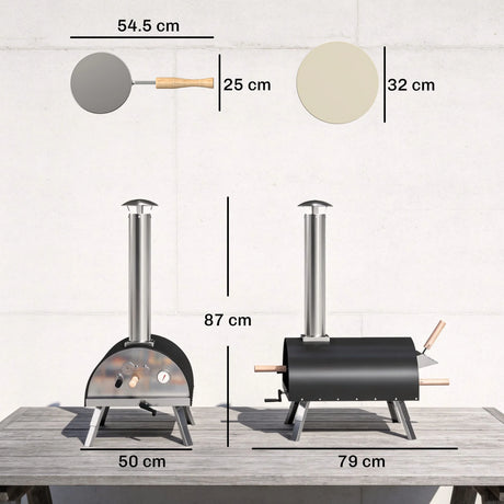 Outsunny Outdoor Pizza Oven Foldable Legs Pellet Wood Fired Pizza Maker w/ 12" Rotating Stone and Peel