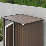 Outsunny 5ft x 3ft Garden Metal Storage Shed, Outdoor Tool Shed with Sloped Roof, Lockable Door for Tools, Equipment, Brown