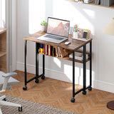 HOMCOM 80 cm Drop Leaf Writing Work Desk - Rustic Brown