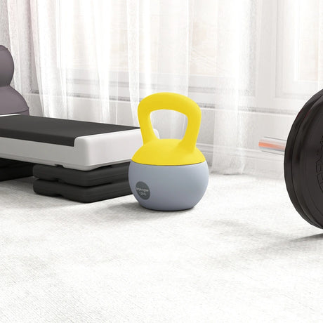 SPORTNOW 12KG Soft Kettlebell, Kettlebell with Non-Slip Handle for Home Gym, Weight Lifting, Strength Training, Yellow/Grey