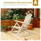 Outsunny 2 Piece Adirondack Chair Cedar Wood Ergonomic Rocking Chair Porch Rocker Garden Traditional - Burlywood