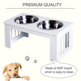 PawHut Raised Dog Feeding Bowls with Stand, Stainless Steel for Medium Dog, 58L x 31W x 25H cm - Grey