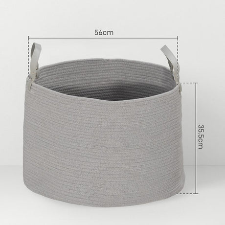 HOMCOM 88L Cotton Rope Laundry Basket, with Handles - Grey