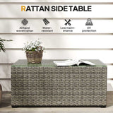 Outsunny 90 x 50cm Glass-Top Rattan Side Table - Dark Grey