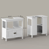 kleankin Pedestal Under Sink Cabinet with Double Doors, Modern Bathroom Vanity Storage Unit with Shelves, White