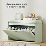 HOMCOM Elegant Eight Shoe Bench, with Top Seat - Green