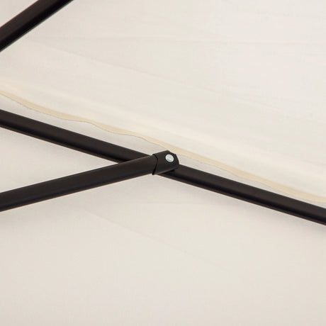 Outsunny 3(m) Half Parasol, Semi Round Umbrella with Metal Frame, Crank Handle for Balcony, Garden, Cream White