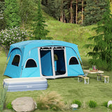 Outsunny Aluminium Frame Folding Picnic Table, Portable Camping Table and Chairs Set with Umbrella Hole