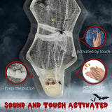 HOMCOM 4.7ft Life Size Outdoor Halloween Decoration Hanging Mummy with Spider Web, Animated Prop Decor with Sound and Motion Activated, Light Up Eyes, Howling Sound, Posable Arms, Moving Body