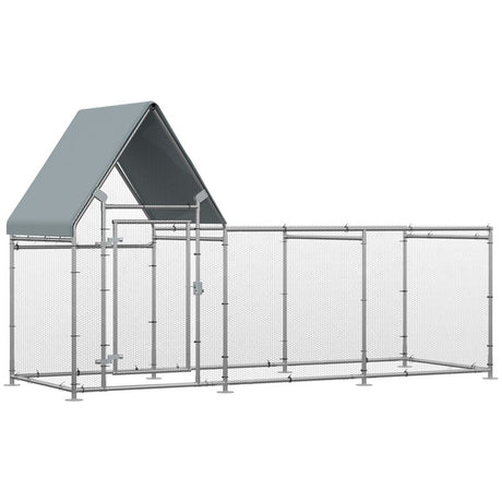 PawHut Walk In Chicken Run Chicken Coop, Large Poultry Cage Hen House for 6-8 Chickens Outdoor w/ Water-Resist Cover 302 x 107 x 172cm