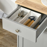 HOMCOM Sideboard with Rubberwood Top and Adjustable Shelves for Dining Room, Kitchen - Grey