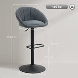 HOMCOM Set of Two Relaxed Tub Bar Stools - Dark Grey