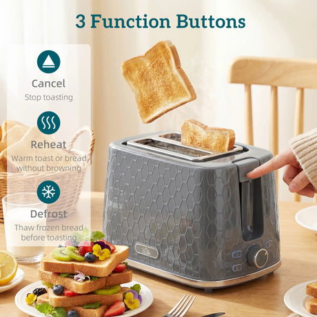 HOMCOM Kettle and Toaster Set, 1.7L 3000W Rapid Kettle with Limescale Filter, 2 Slice Toaster with 7 Browning Controls, Grey