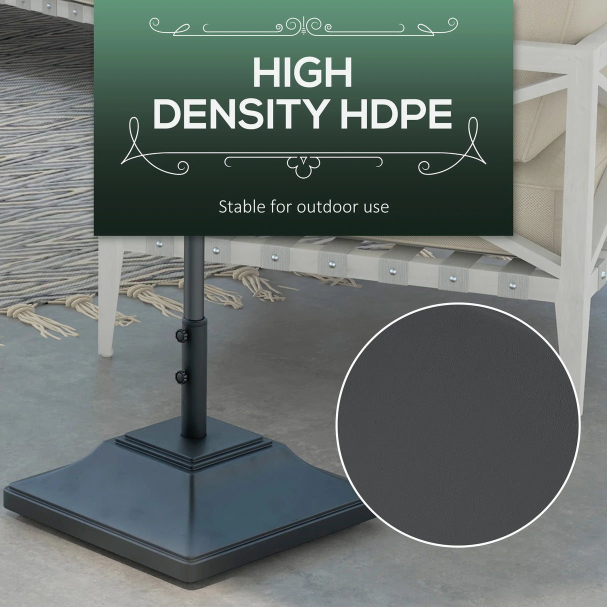 Outsunny 60kg Water/Sand Fillable Parasol Base, with Wheels - Black