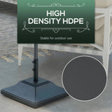 Outsunny 60kg Water/Sand Fillable Parasol Base, with Wheels - Black