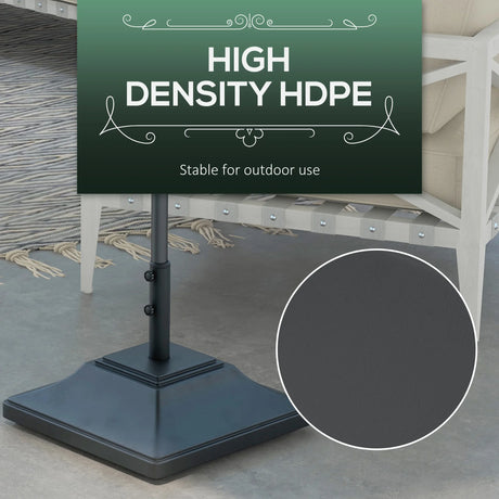 Outsunny 60kg Water/Sand Fillable Parasol Base, with Wheels - Black