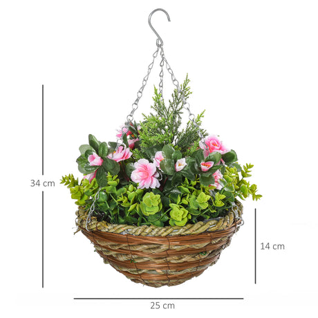 Outsunny Set of Two Hanging Lisianthus Flower Pots - Pink/Green