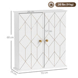 HOMCOM Bathroom Cabinet Wall Mounted, Bathroom Wall Cabinet Medicine Cabinet with 2 Doors, Adjustable Shelf, White