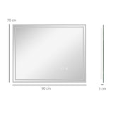 Kleankin Large LED Bathroom Mirror, Illuminated Makeup Mirror, with 3 Colour, Smart Touch, Anti-Fog